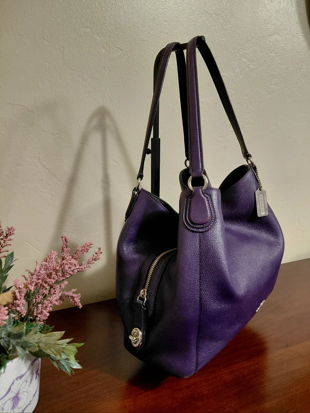 Coach Edie 31 Purple Pebbled Leather Shoulder Bag - Picture 5 of 14